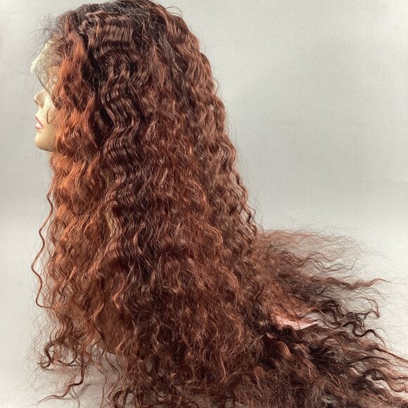 Kallara #DRFF2/Ginger Brown Long Wavy Melted Hairline Synthetic Lace Front Wig - Picture 5 of 10
